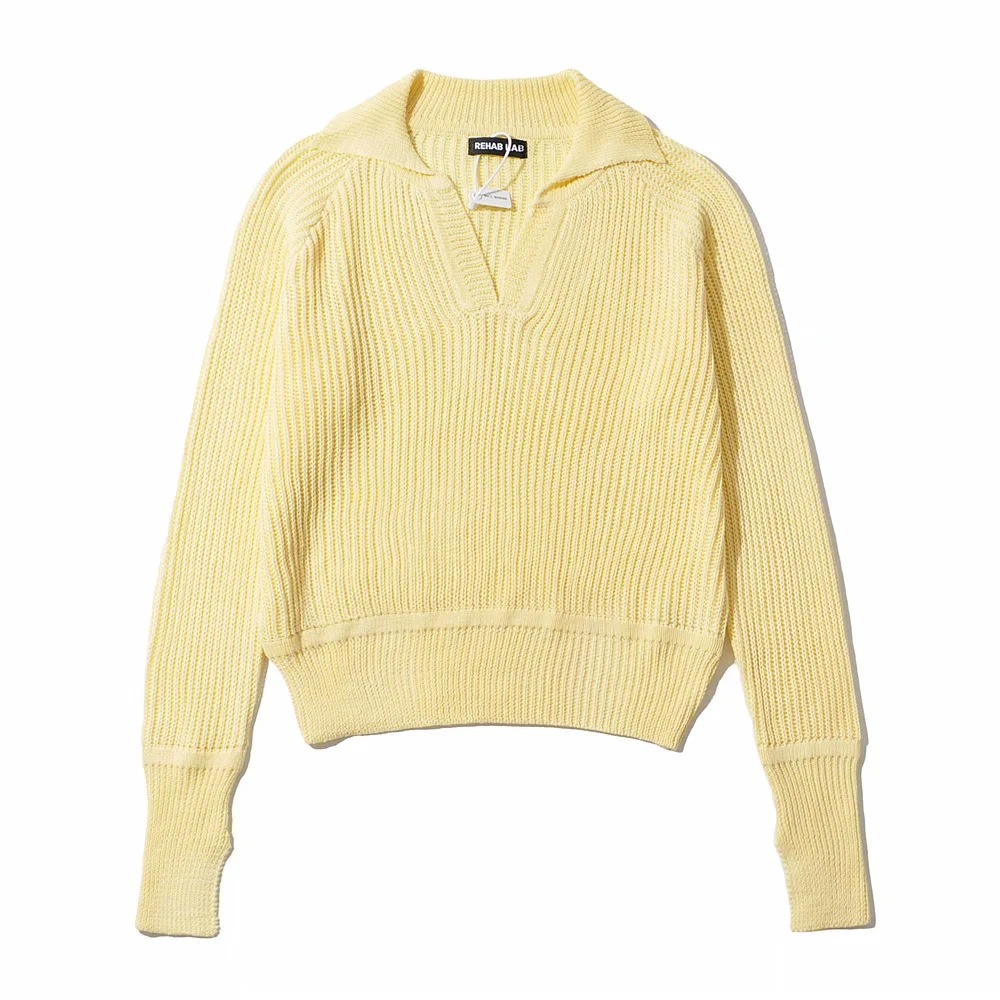 suéter de color sólido con solapa de otoño e invierno NSAC15414