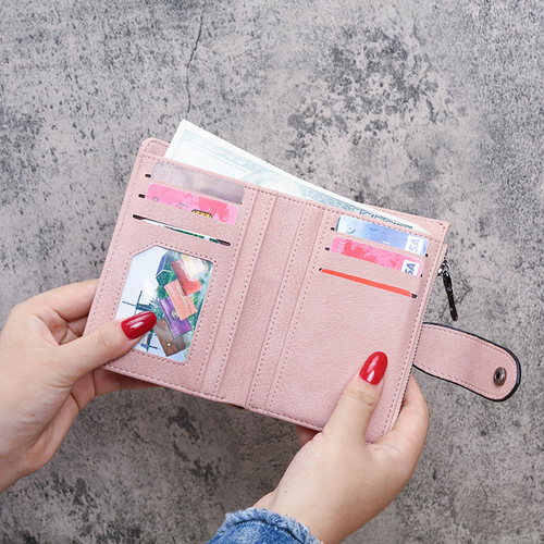 Spring and summer new style 2020 short retro frosted women's student three-fold small wallet willow buckle wallet wholesale