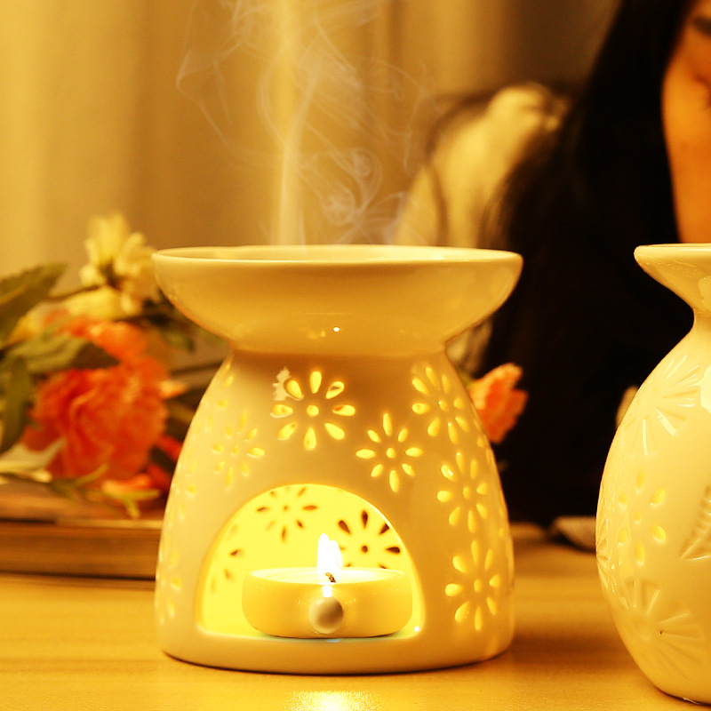 Yijian artesano vela aromaterapia estufa titular de la vela estufa de aromaterapia accesorios pequeños vela blanco y negro pequeño titular de cerámica