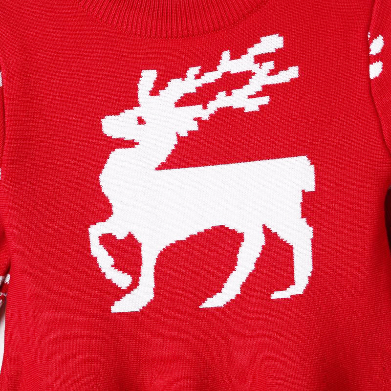 Christmas children sweater fawn jacquard dress