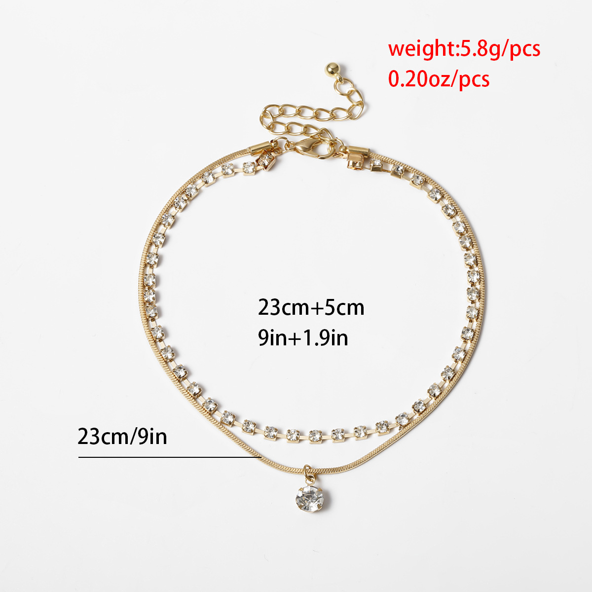 Fashion Jewelry Wholesale Simple Double Claw Chain Diamond Beach Feet Zircon Tassel Pendant Anklet display picture 1