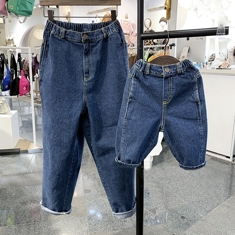 Ropa de primavera y otoño ins ropa de estilo coreano ropa para niños nuevos pantalones para niños y niñas estilo coreano ropa de padre e hijo estilo occidental jeans casuales sueltos