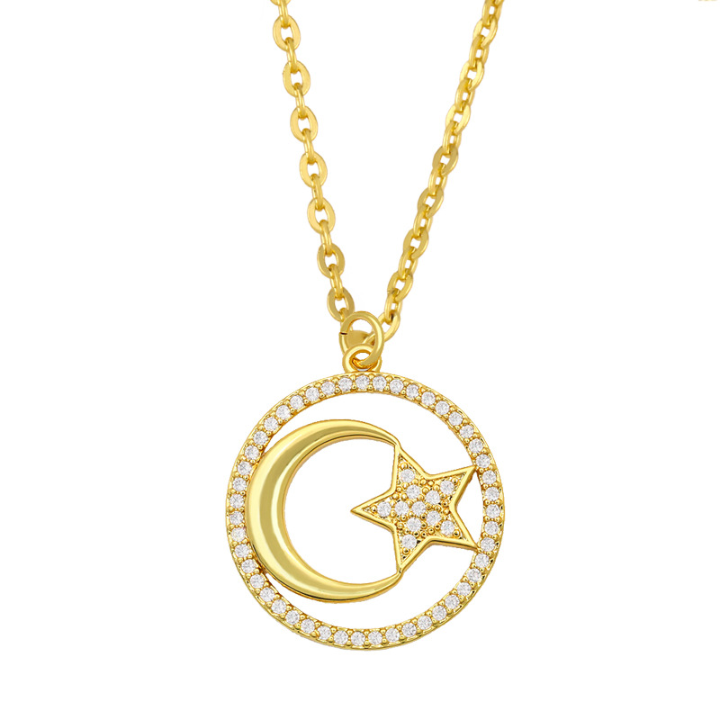 Collier Rond Géométrique À Pendentif Étoile De Lune display picture 5