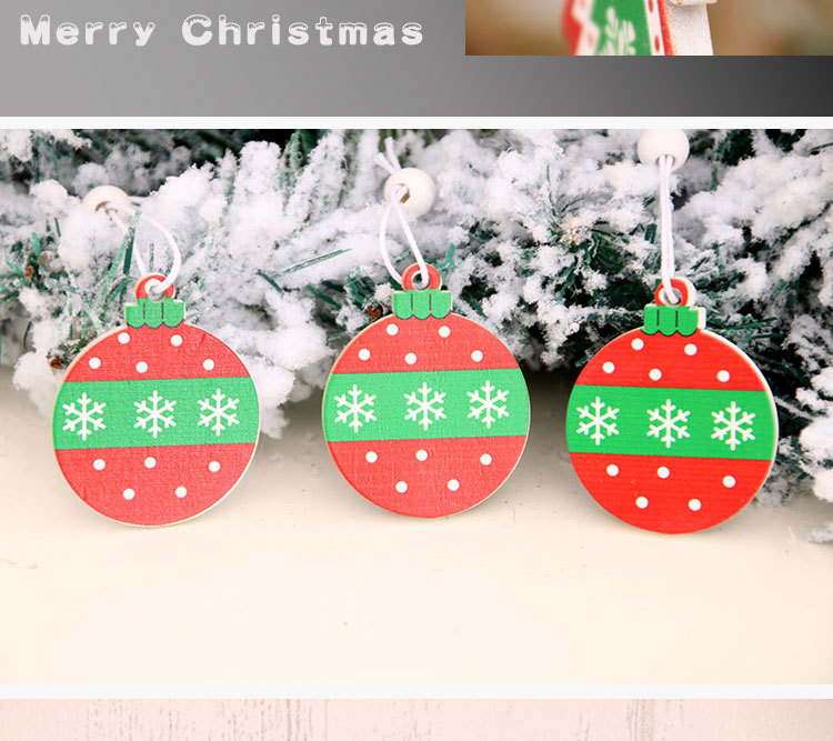 Hot Selling Fashion Christmas Ball Christmas Tree Wooden Pendant Painted Wholesale display picture 6