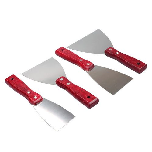 High-grade mahogany handle, thickened stainless steel mirror putty knife, triangular knife, scraper, putty scraper, cleaning shovel