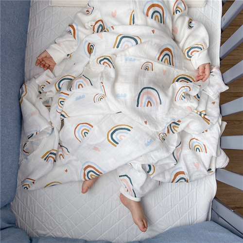 Gauze blanket, newborn bamboo cotton swaddle, gauze wrap, gauze throw blanket, rainbow series