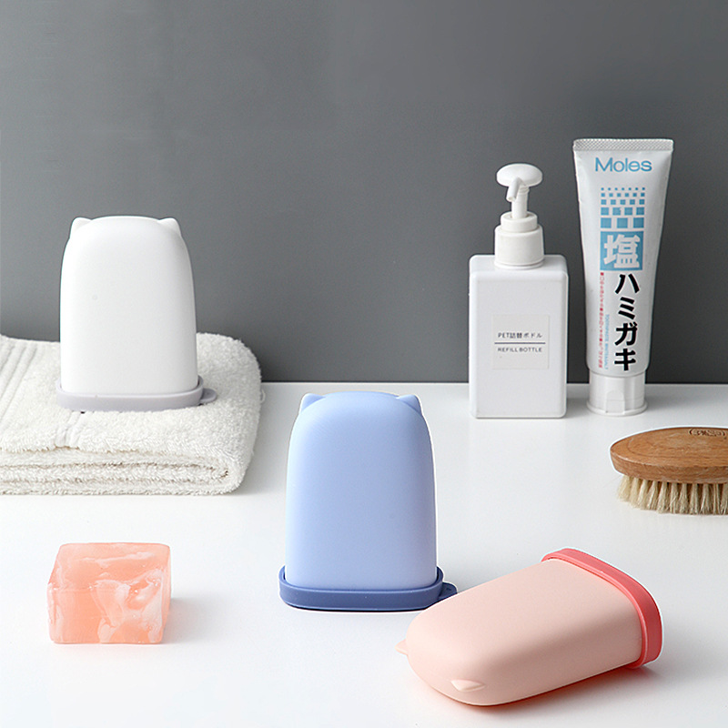 Small plastic handheld soap holder for traveling
