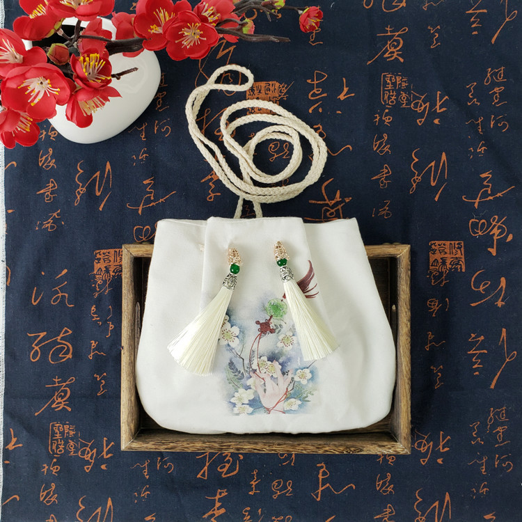 新款印花图案古风汉服包斜挎包单肩包流苏包中国风古代荷包配古装-阿里巴巴
