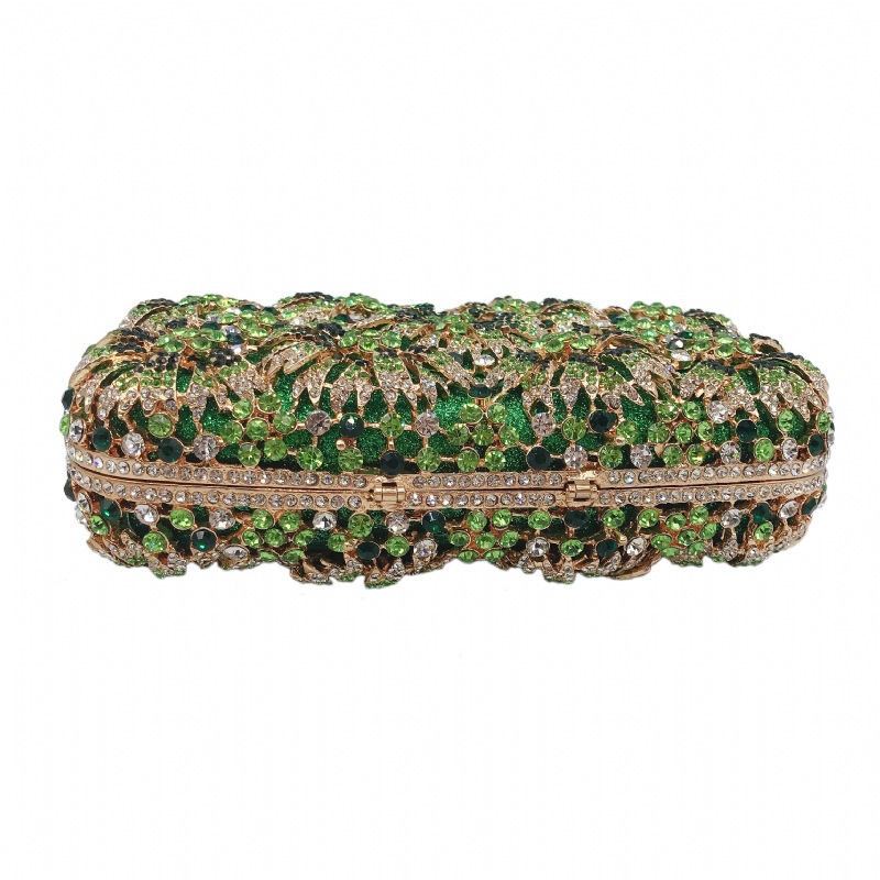Túi clutch nữ đính đá kim loại cầm tay dự tiệc 17.5x5x11 cm — Màu đỏ, Màu tím, Màu xanh lá, Màu xanh lam chi tiết 20