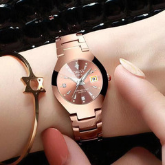 全自動機芯表女時尚潮流防水夜光鎢鋼帶女表百搭網紅女士手錶