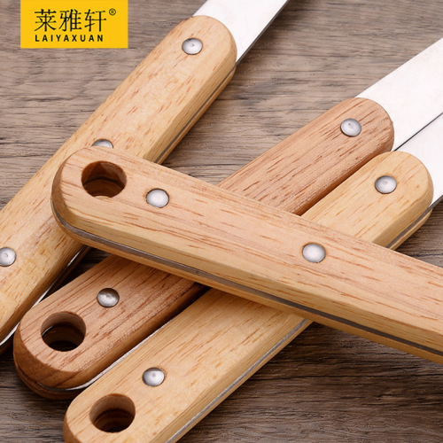 Stainless steel rivets reinforced solid wood handle spatula cooking spatula thickened spatula kitchen utensils soup spoon frying spatula