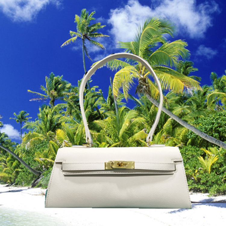 2020 new pattern genuine leather Female bag portable One shoulder Inclined shoulder bag fashion Retro Underarm bag Palm print cowhide Kelly bag