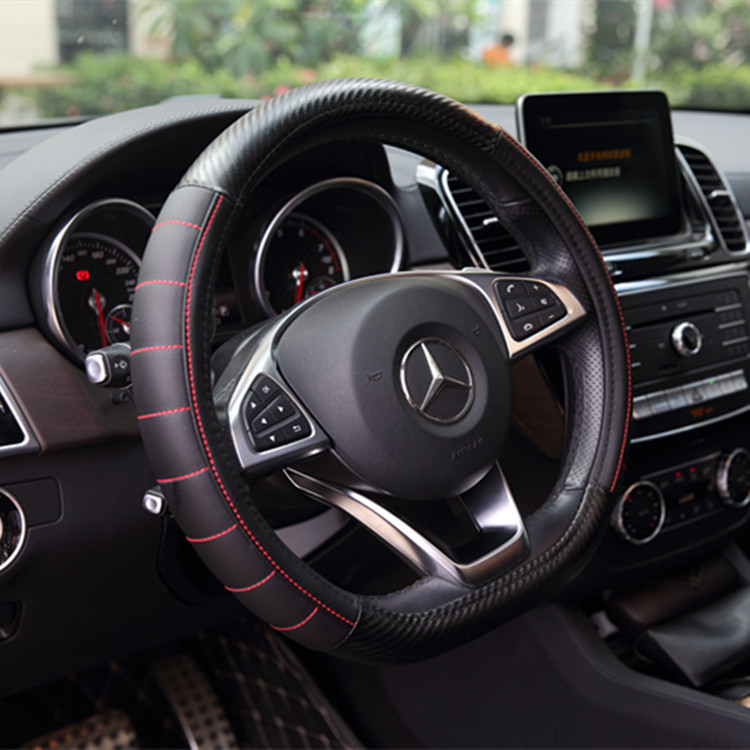 2020新款方向盘套超纤皮革碳纤把套批发D型汽车方向盘套四季通用