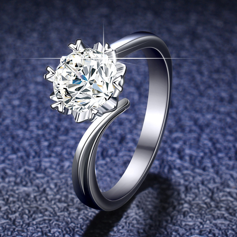 23g Weight Moissanite, Zircon Inlay Material Rings Classification 1 Piece Quantity Moissanite Zircon 925 Sterling Silver Rings Flower Rings
