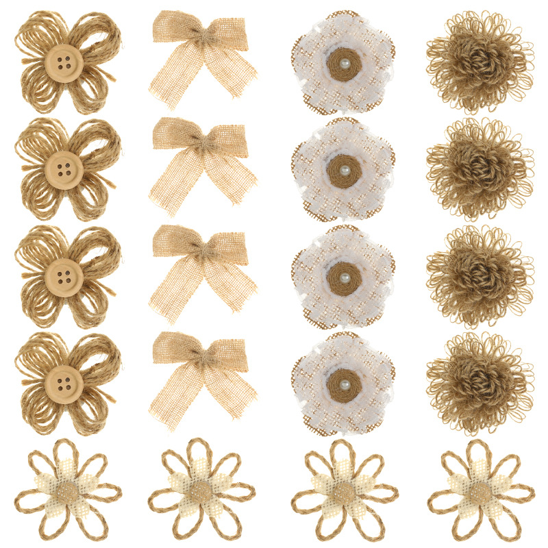 En stock encaje arco Ropa Accesorios paño Flor de lino hecho a mano DIY zapatos y sombreros decorativos Lino artesanía flor