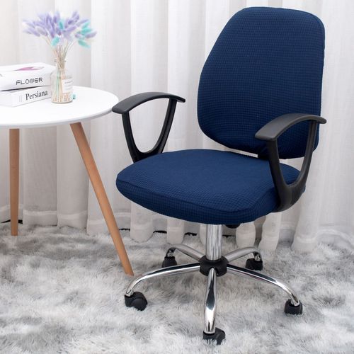 Shaggy Fleece Separate Office Chair Cover, Home Computer Chair Cover with Armrest Elastic Seat Cover, Universal Chair Cover for Cross-border