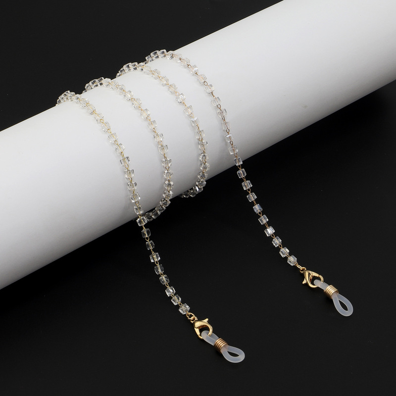 Golden square crystal chain handmade sunglasses chain travel fashion sunglasses non-slip chain