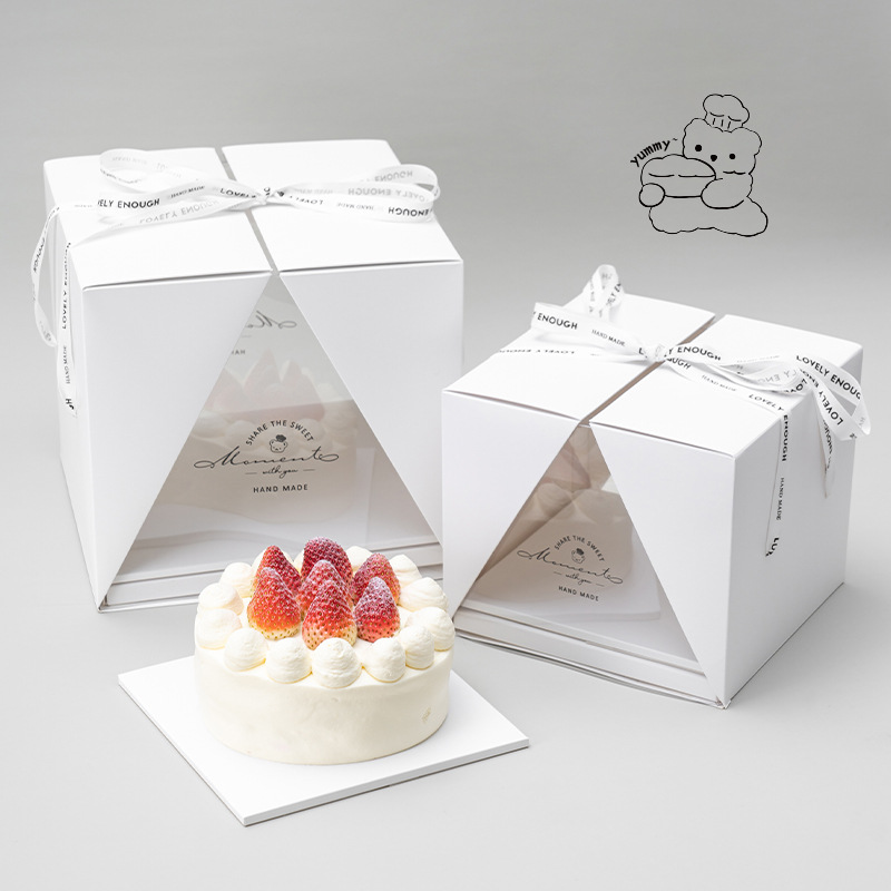 网红透明方形包装盒 手提6寸8寸蛋糕盒 透明慕斯生日蛋糕盒子