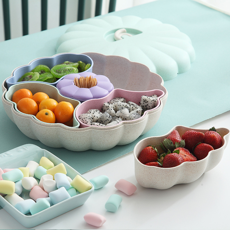 创意南瓜糖果盒果盘家用多功能零食盘过年干果盘