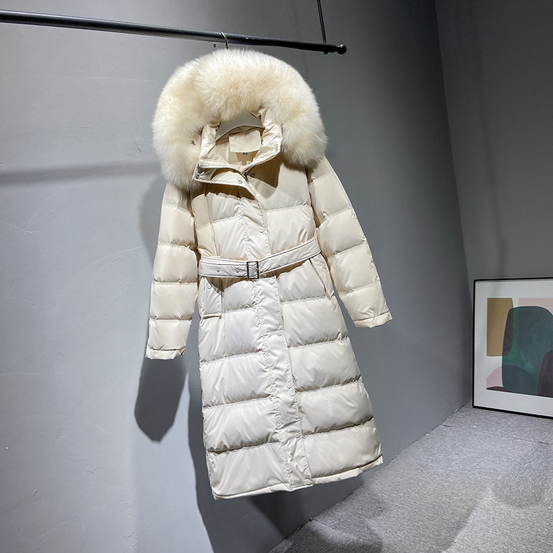 2020新款網紅羽絨服女冬真狐狸毛韓版過膝加厚大毛領收腰外套
