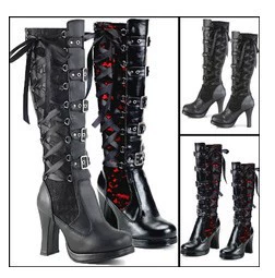 Трансграничная внешняя торговля женские сапоги больших размеров 2021 осень-зима Новые высокие сапоги с кружевной вышивкой, европейские и американские британские Британские женские сапоги с пряжкой на поясе