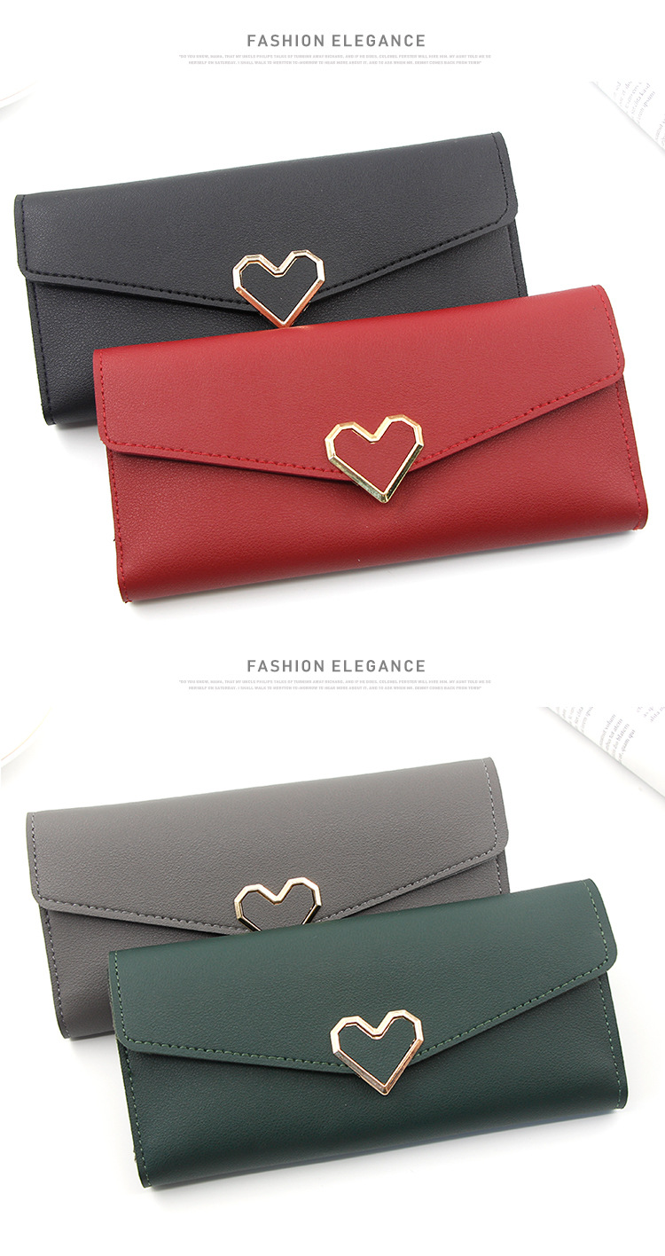 Women's Heart Shape Pu Leather Lock Clasp Wallets display picture 4