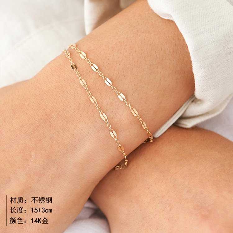 New 14k Gold Korean Fashion Chain 316l Titanium Steel Bracelet For Women display picture 1