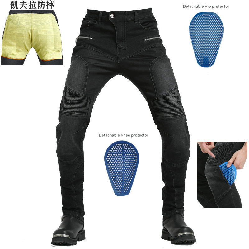 Kevlar verano malla transpirable motocicleta al aire libre resistente a la caída pantalones de montar motocicleta jeans hombres rodillera ajustable