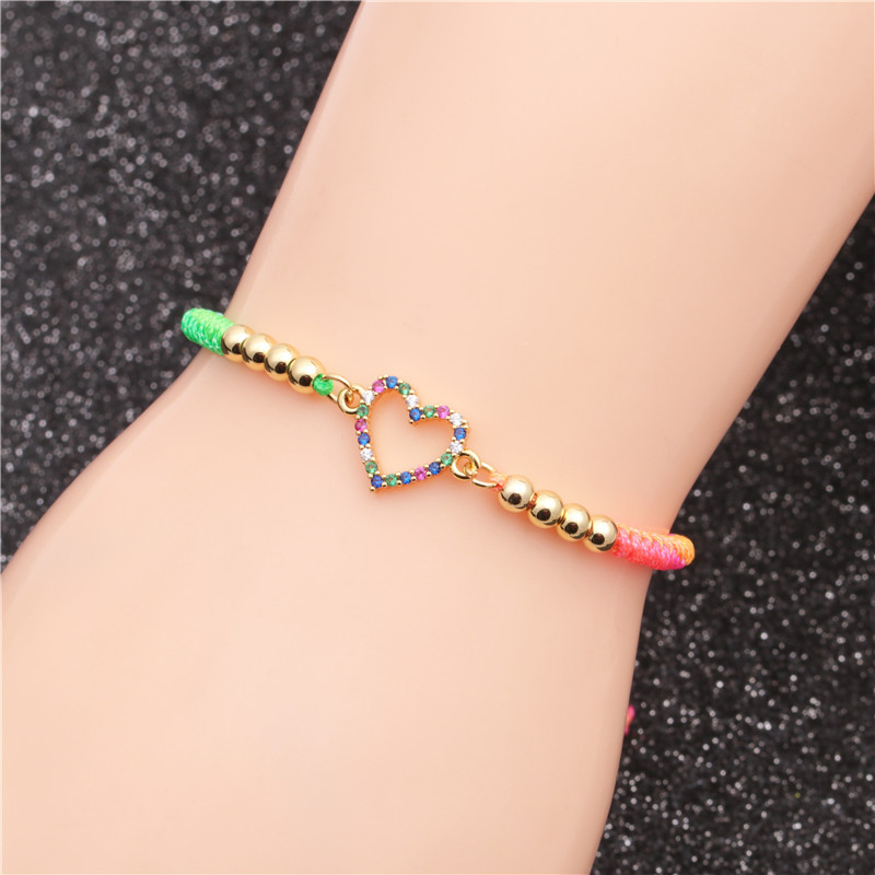 copper micro-inlaid color zircon love bracelet