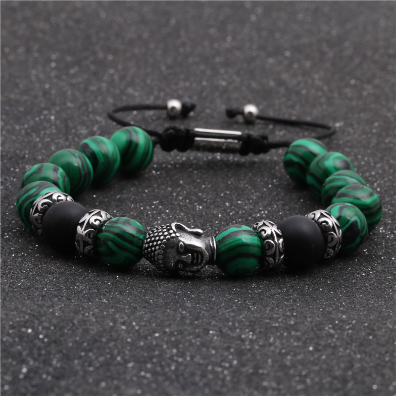 Fashion Bracelets Stainless Steel Woven Adjustable Buddha Head Bracelet display picture 14