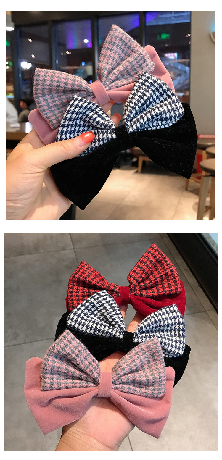 Simple Velvet Plaid Big Bow Hairpin display picture 3