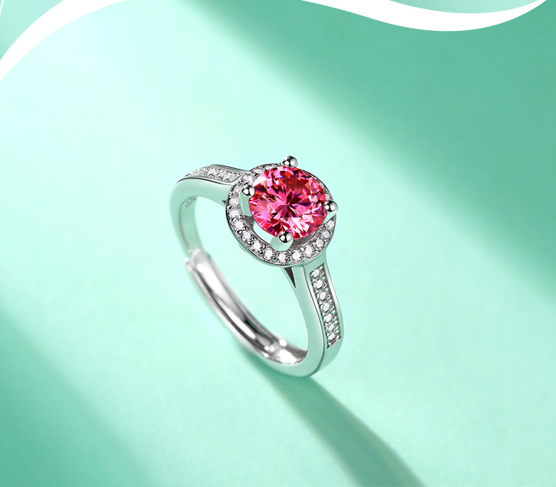 Adjustable Ring Size 1 Piece Quantity Holiday, Wedding Occasion 925 Sterling Silver Material 925 Sterling Silver Moissanite Colorful Open Ring
