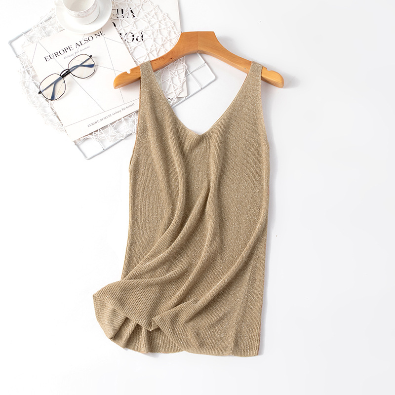 Regular Top Length Wholesale Women's Casual Simple Style Solid Color Bright Line Tank Tops