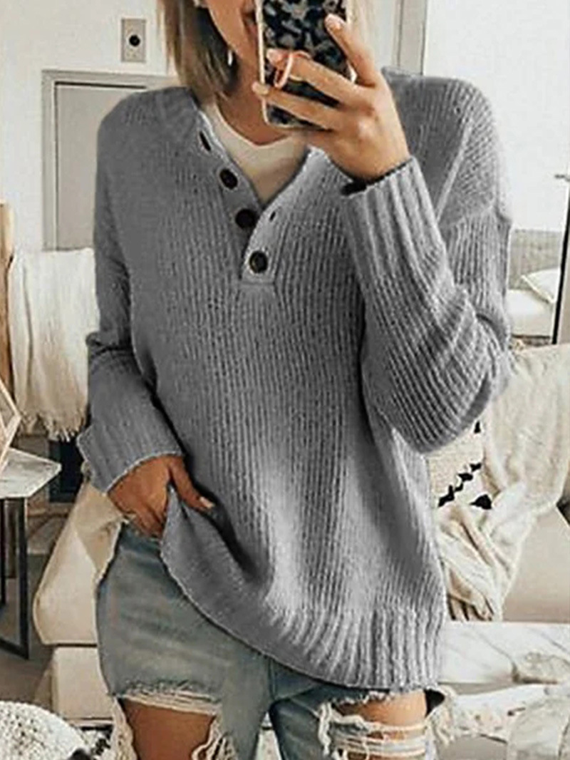 women s new pure color simple long-sleeved sweater  NSLK11326