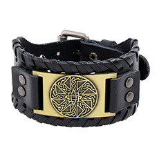 Retro Menu0027s Leather Bracelet Domineering Warrior Shield Braided Bracelet