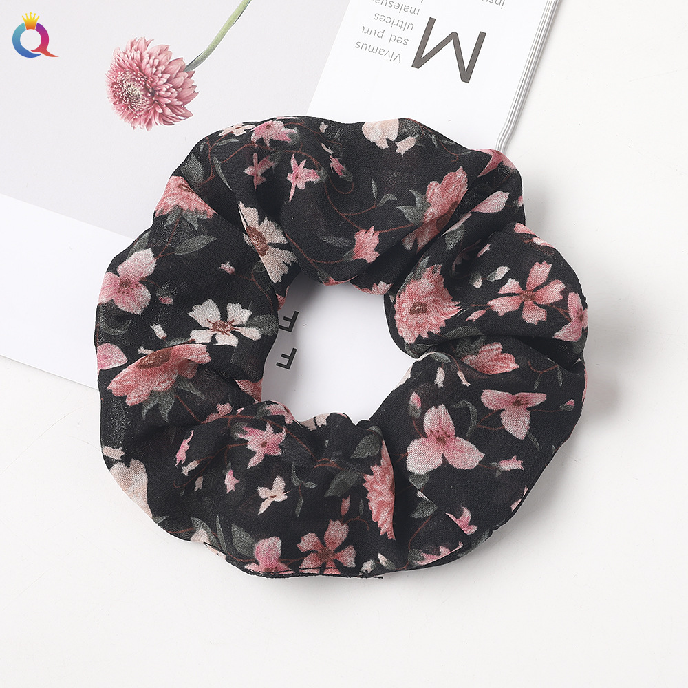 New Fashion Printed Chiffon Hair Ring Fabric Cheap Sweet Hair Ring Wholesale display picture 19