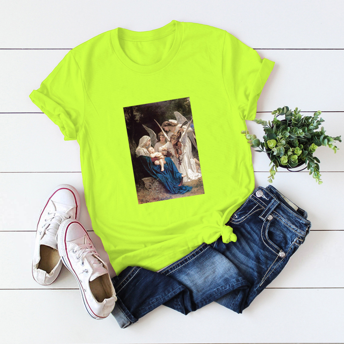 casual abstract oil painting short-sleeved women s T-shirt NSSN1784