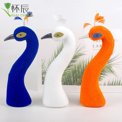 鮮花包裝材料仿真孔雀頭模型花藝開業花籃泡沫孔雀頭婚禮氣氛布置