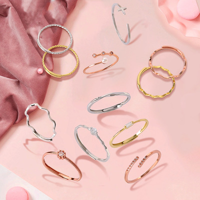 S925純銀戒指小衆小巧素銀線條開口時尚日韓簡約潮流手飾百搭飾品