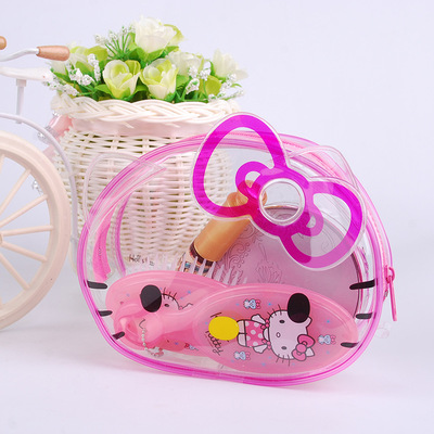 Hello Kitty正品可爱系列透明镜梳旅游套装儿童礼品精品可爱套装