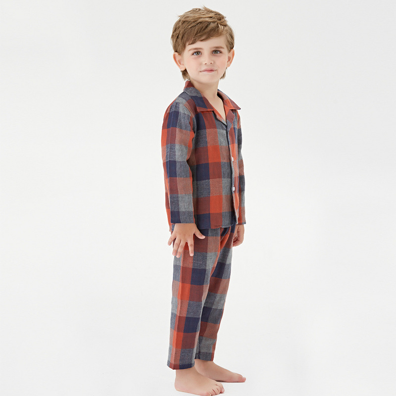 새로운 어린이 가정복, 소년용 이중 면 거즈 잠옷, 아동 잠옷의 공장 직접 공급