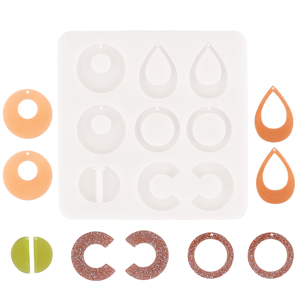 diy水晶滴胶模具耳环吊坠自制饰品模 挂件装饰不规则镜面硅胶模具