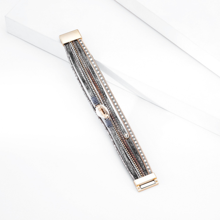Bohemian shell leather bracelet