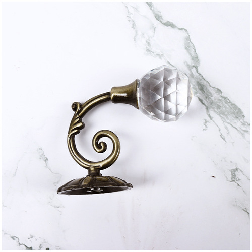 Lehui Window Decoration European Curtain Hooks High-end Round Crystal Wall Hooks Wall Hooks Curtain Accessories Manufacturer Wholesale