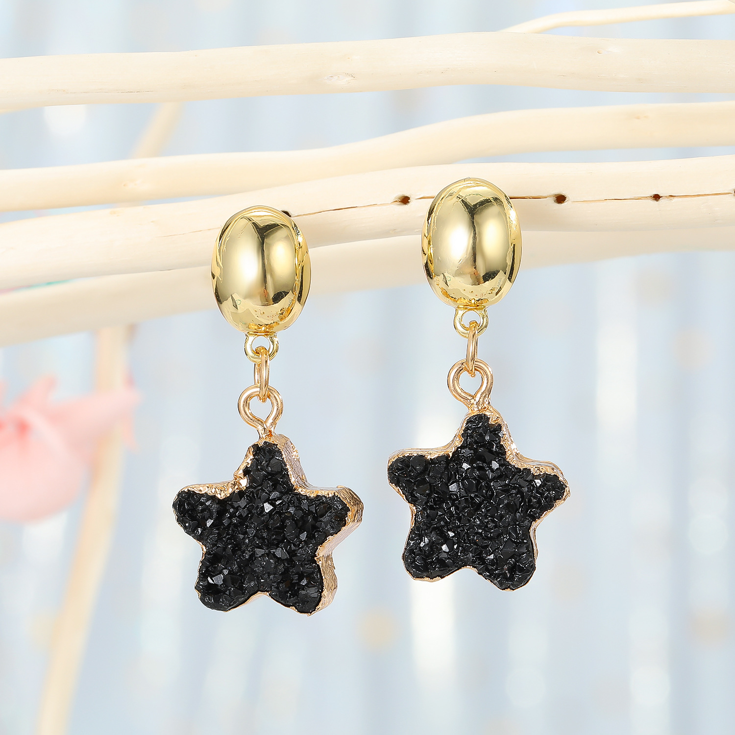 Fashion Sweet Korean Natural Stone Star Small Earrings For Women display picture 4