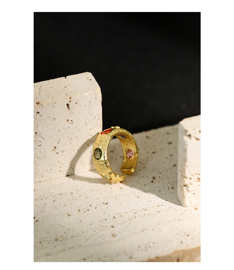 Fashion Round Sterling Silver Open Ring Plating Inlay Zircon 925 Silver Rings