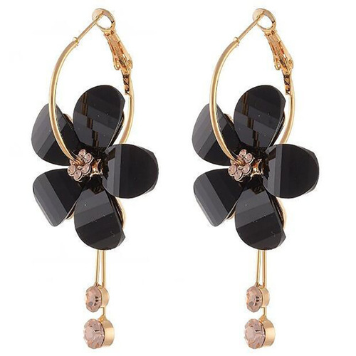 Korean version of 6 petals acrylic zircon tassels several earrings circle transparent earrings sunflower earrings 4 colors