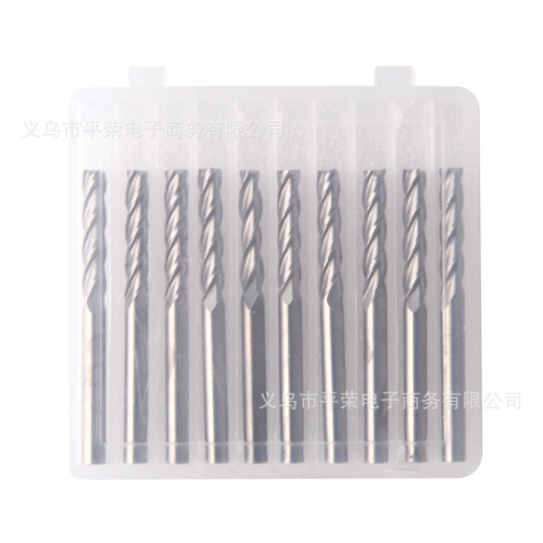 4-Flute Flat End Mill 3.175mm x 22mm, 10-Pack Carbide Milling Cutter Acrylic No Burs Engraving Machine Tool