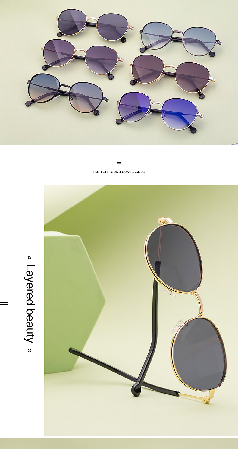 Fashion Round Frame Sunglasses Wholesale display picture 17