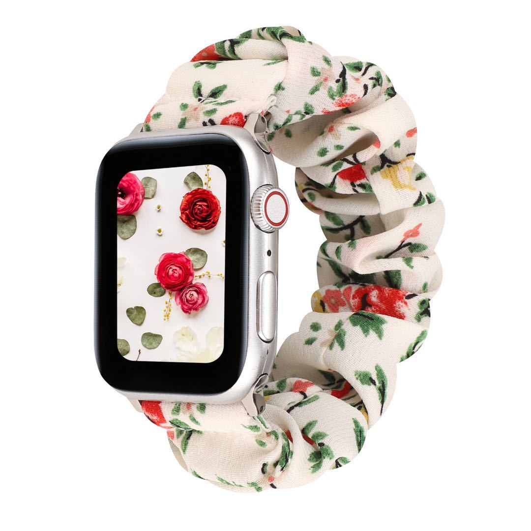 For Apple Watch Strap 5 Generation Hair Band Wristband iwatch1/2/3/4 Generation Floral Strap elastic band 6/SE